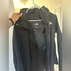 Black North face rain jacket